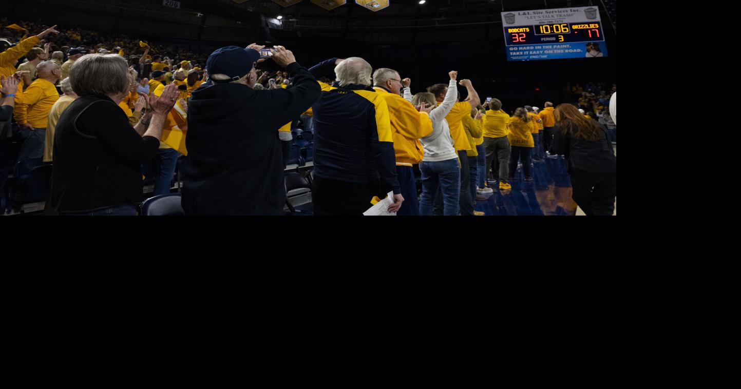 Montana State Bobcats and fans celebrate winning the FCS championship in Bozeman