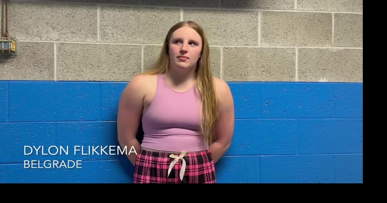 Belgrade's Dylon Flikkema after winning two events at state swimming