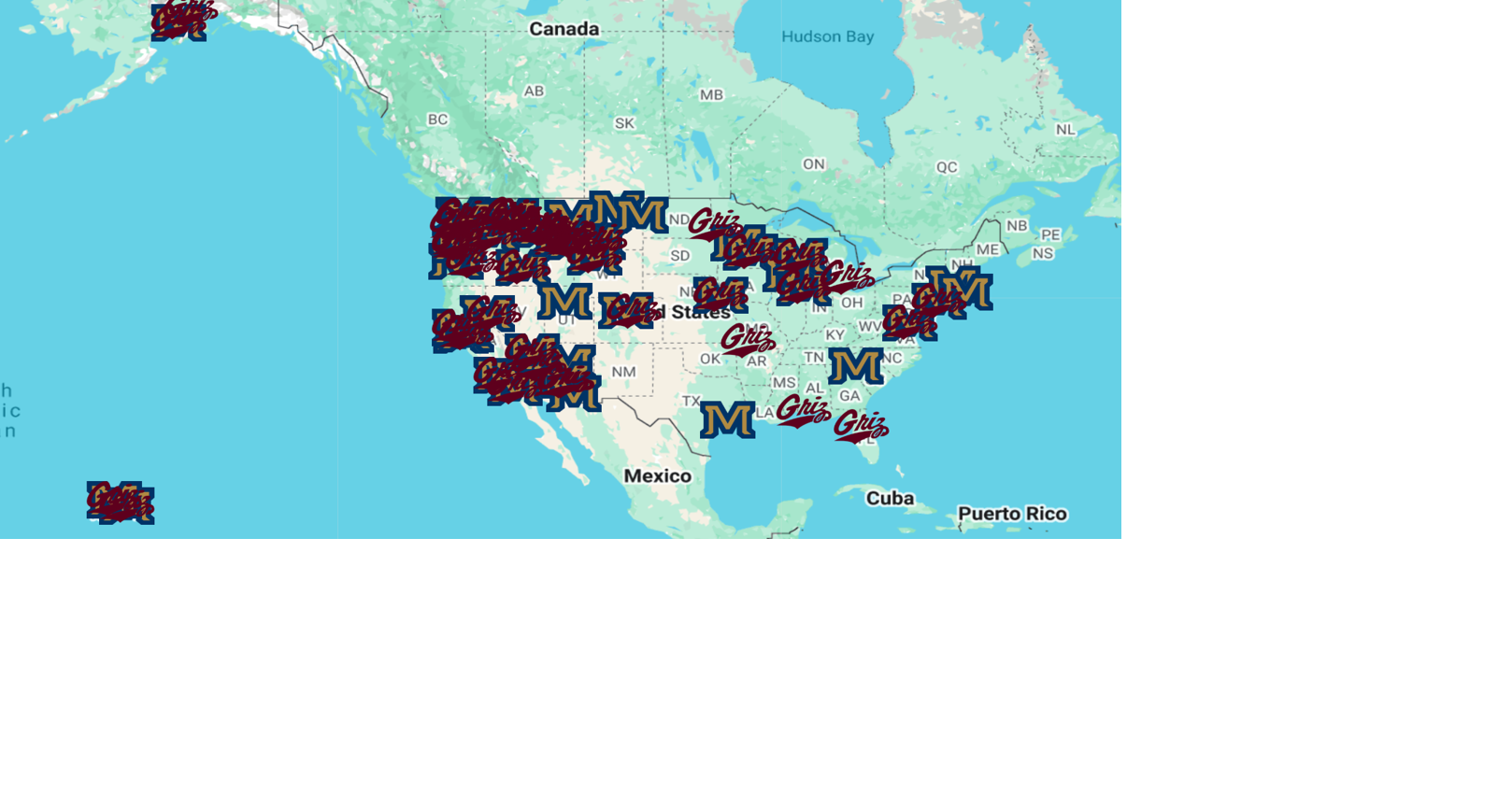 Map of UM and MSU FCS semifinal watch parties