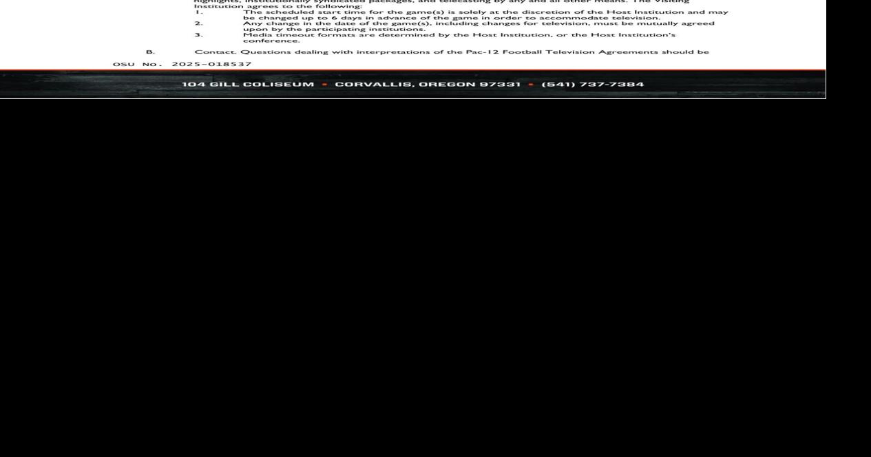 Montana Grizzlies at Oregon State nonconference football game contract
