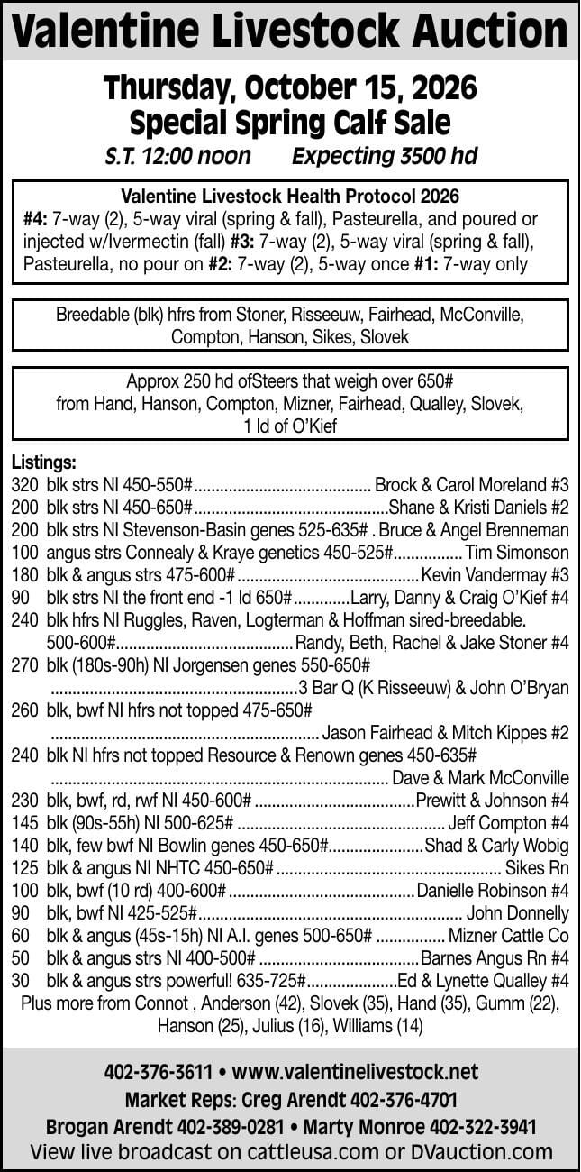 VALENTINE LIVESTOCK AUCTION