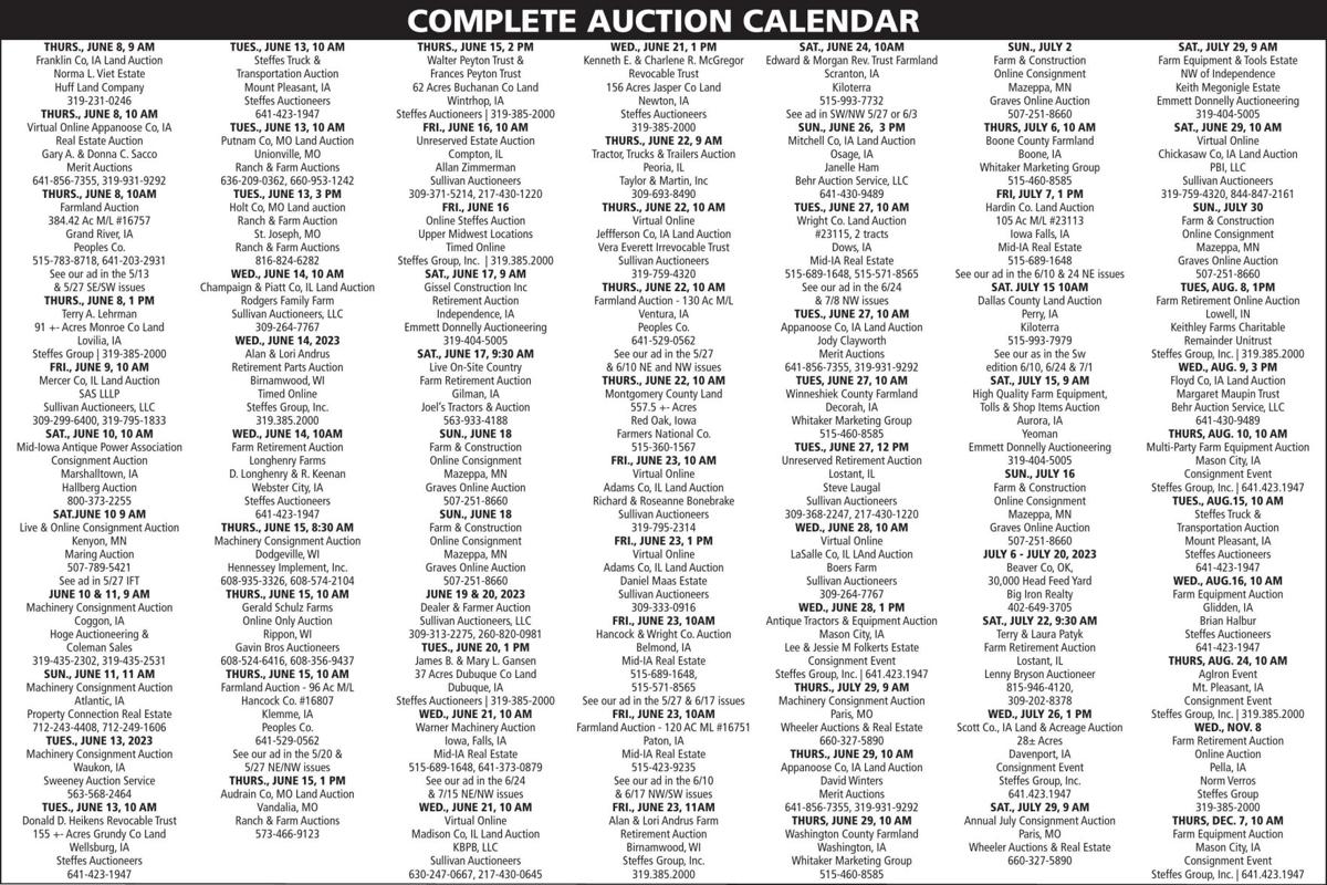 Farmer Today Auction Calendar