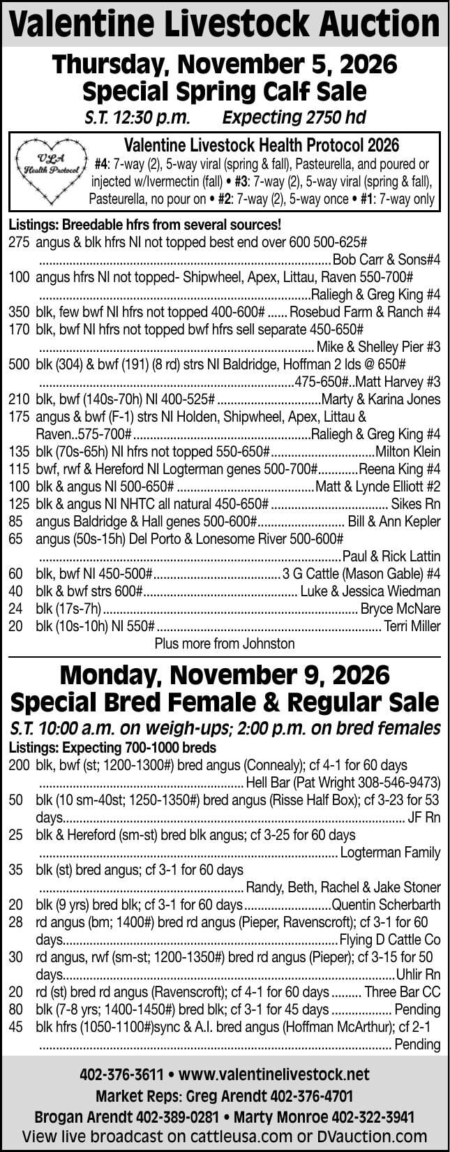 VALENTINE LIVESTOCK AUCTION