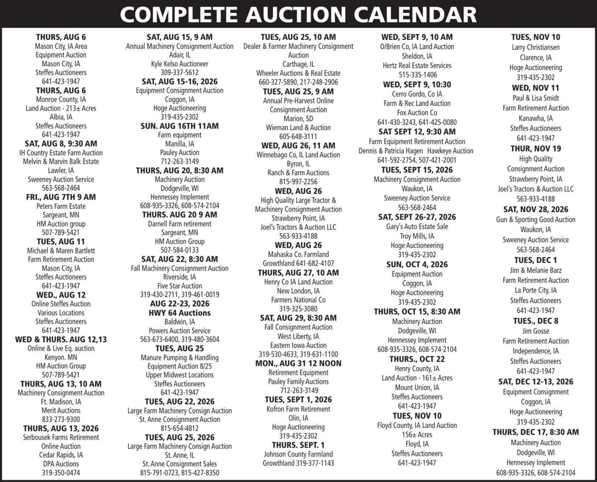 Farmer Today Auction Calendar