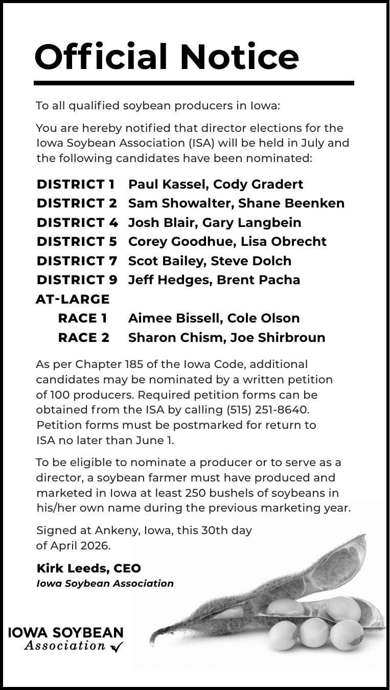IOWA SOYBEAN ASSOC - Ad from 2026-05-09