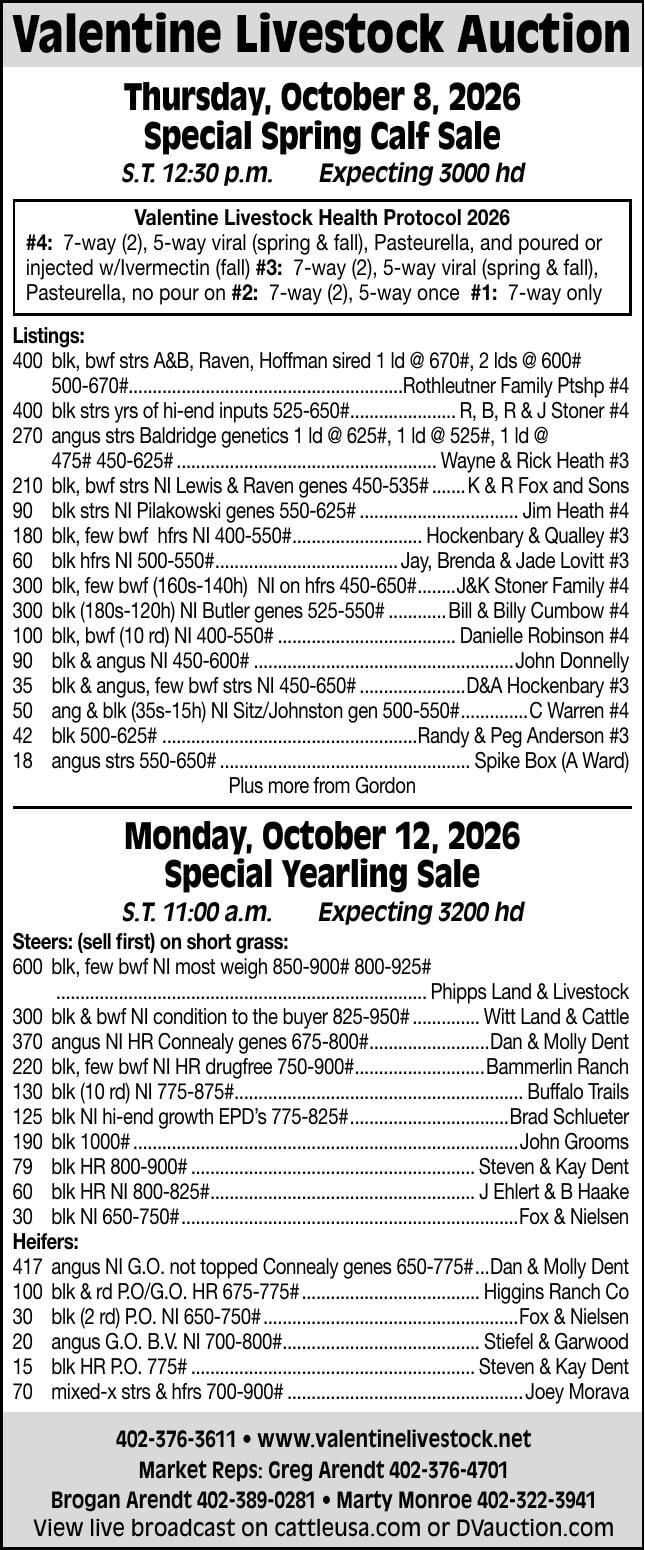 VALENTINE LIVESTOCK AUCTION