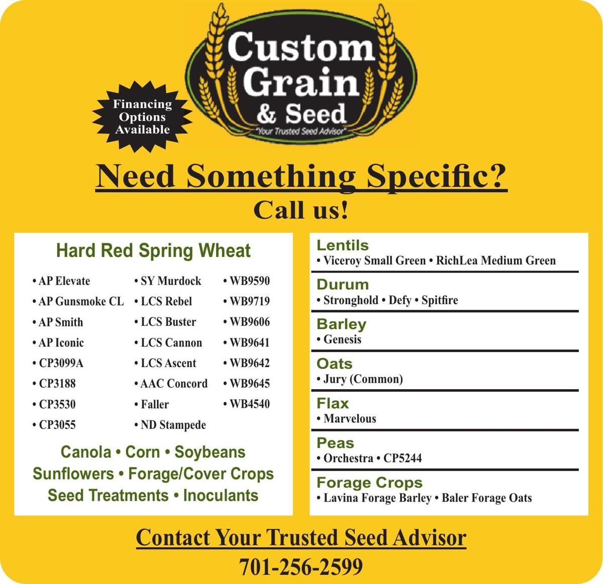 CUSTOM GRAIN CLEANING - Ad from 2026-04-03