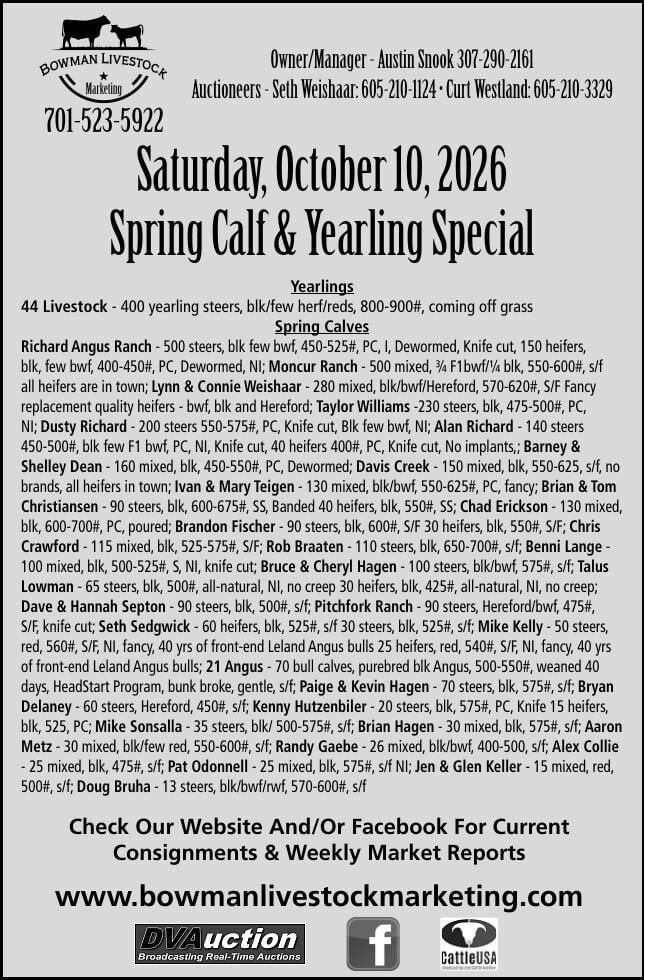 BOWMAN LIVESTOCK MARKETING