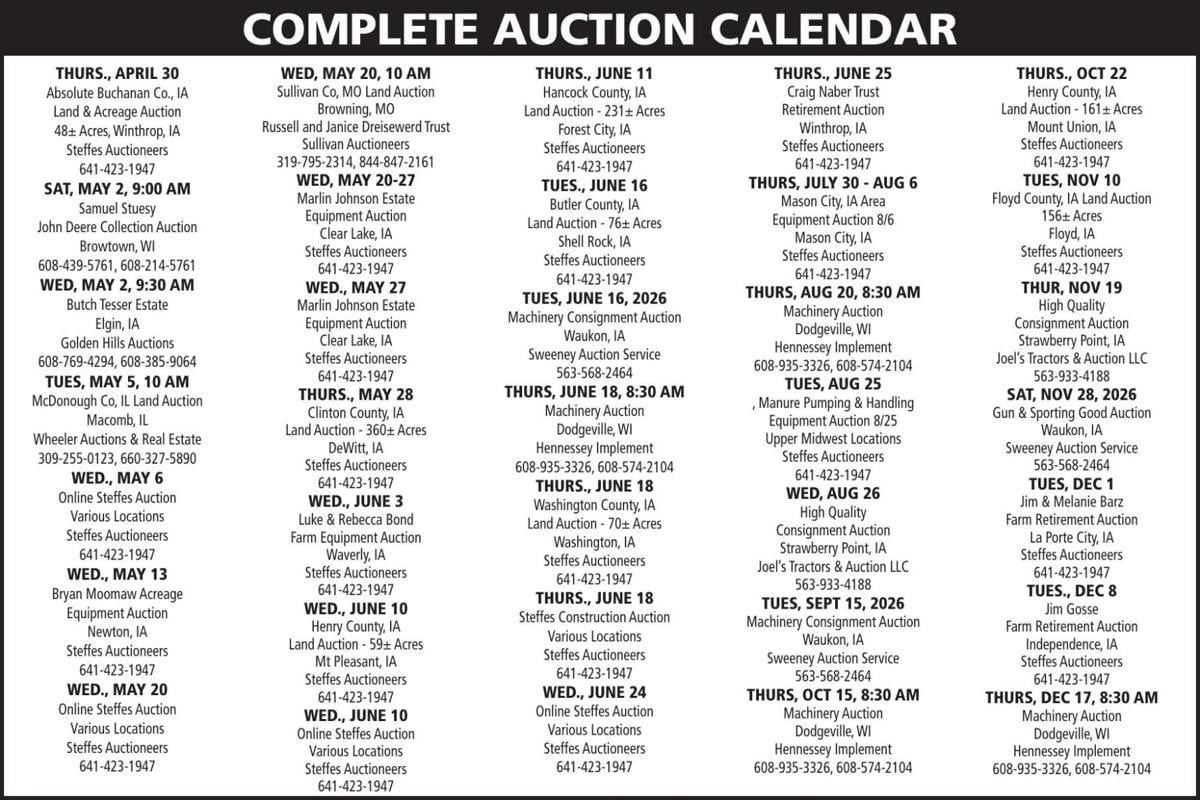 Farmer Today Auction Calendar