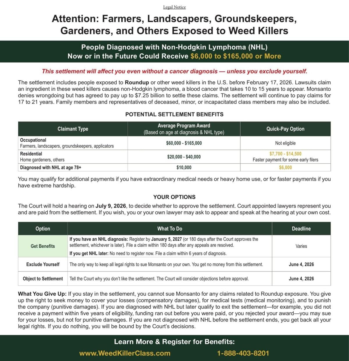 MONSANTO C/O JL FARMAKIS INC - Ad from 2026-04-03