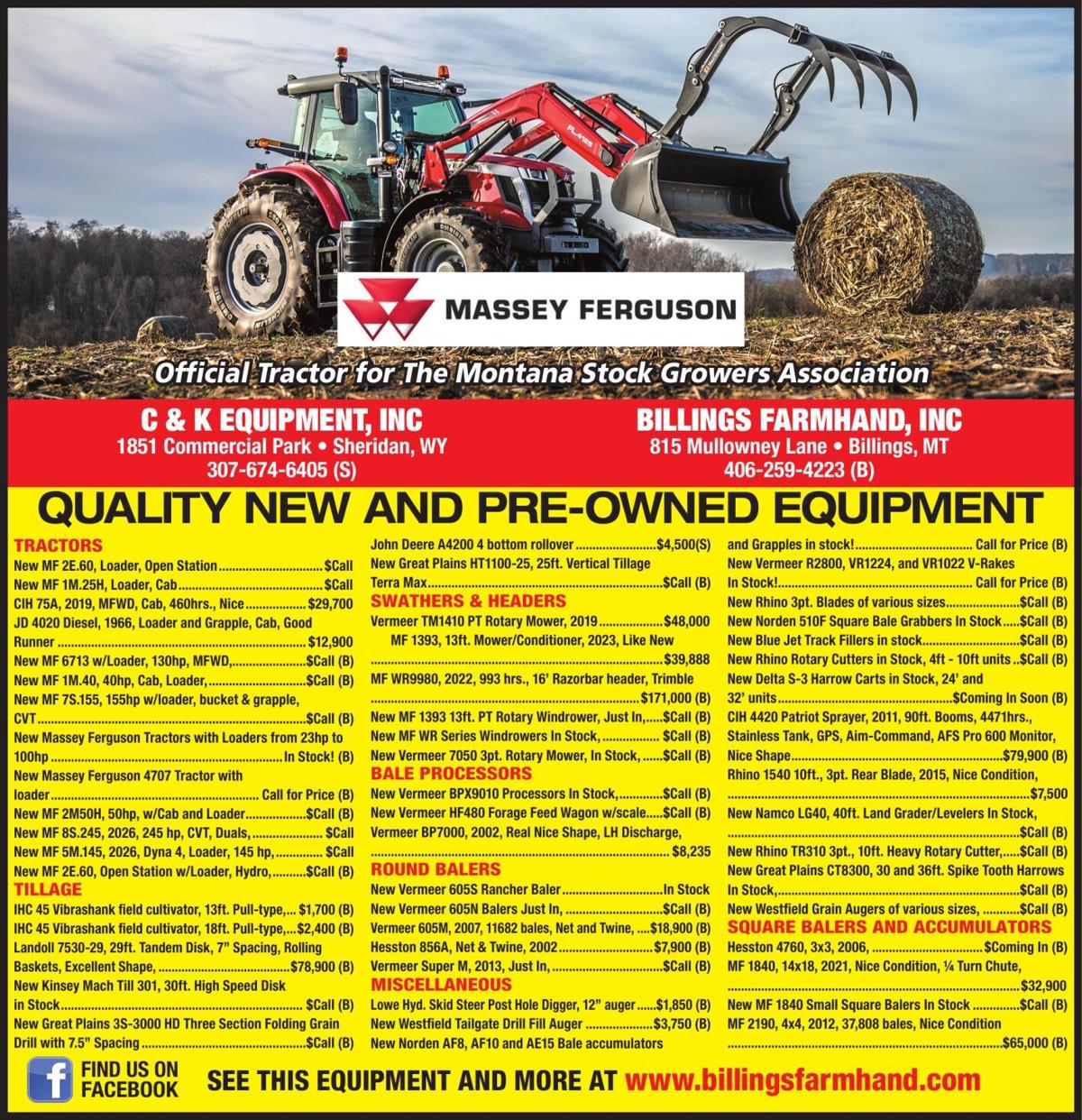 BILLINGS FARMHAND/C&K EQP - Ad from 2026-05-15