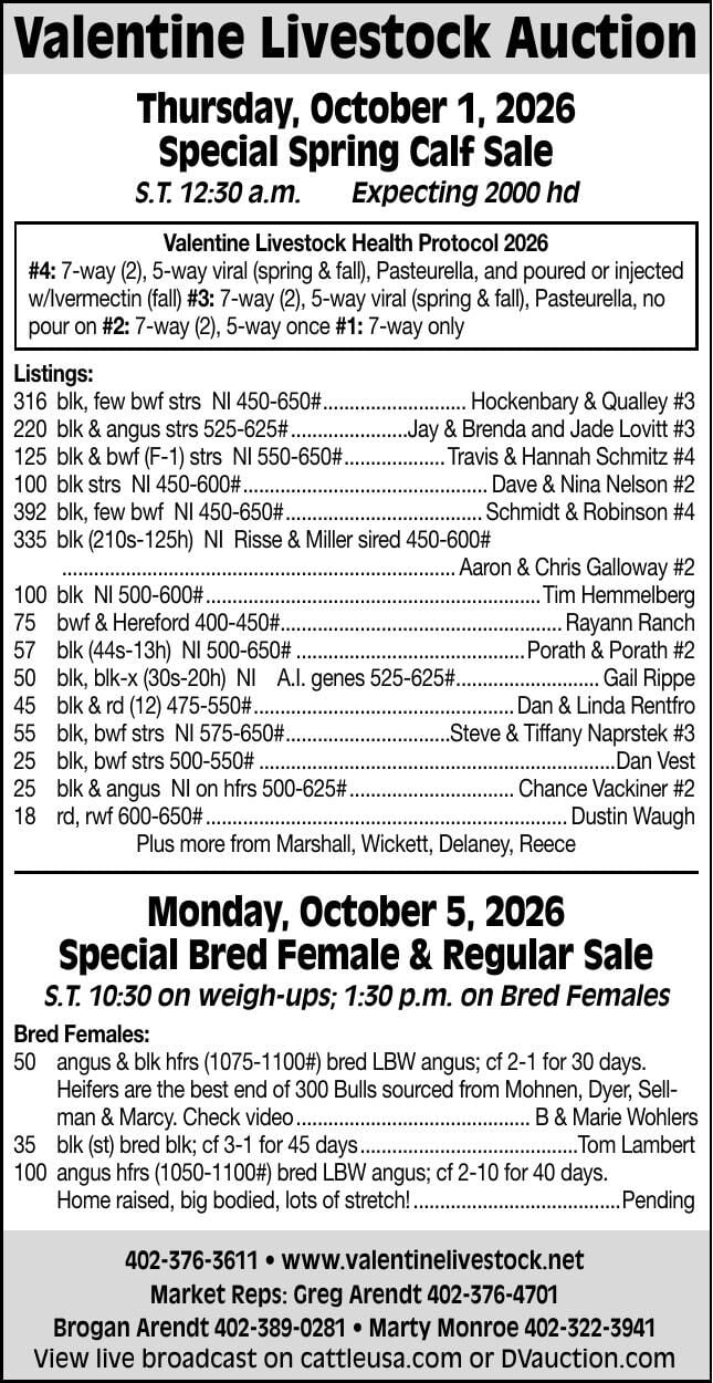 VALENTINE LIVESTOCK AUCTION