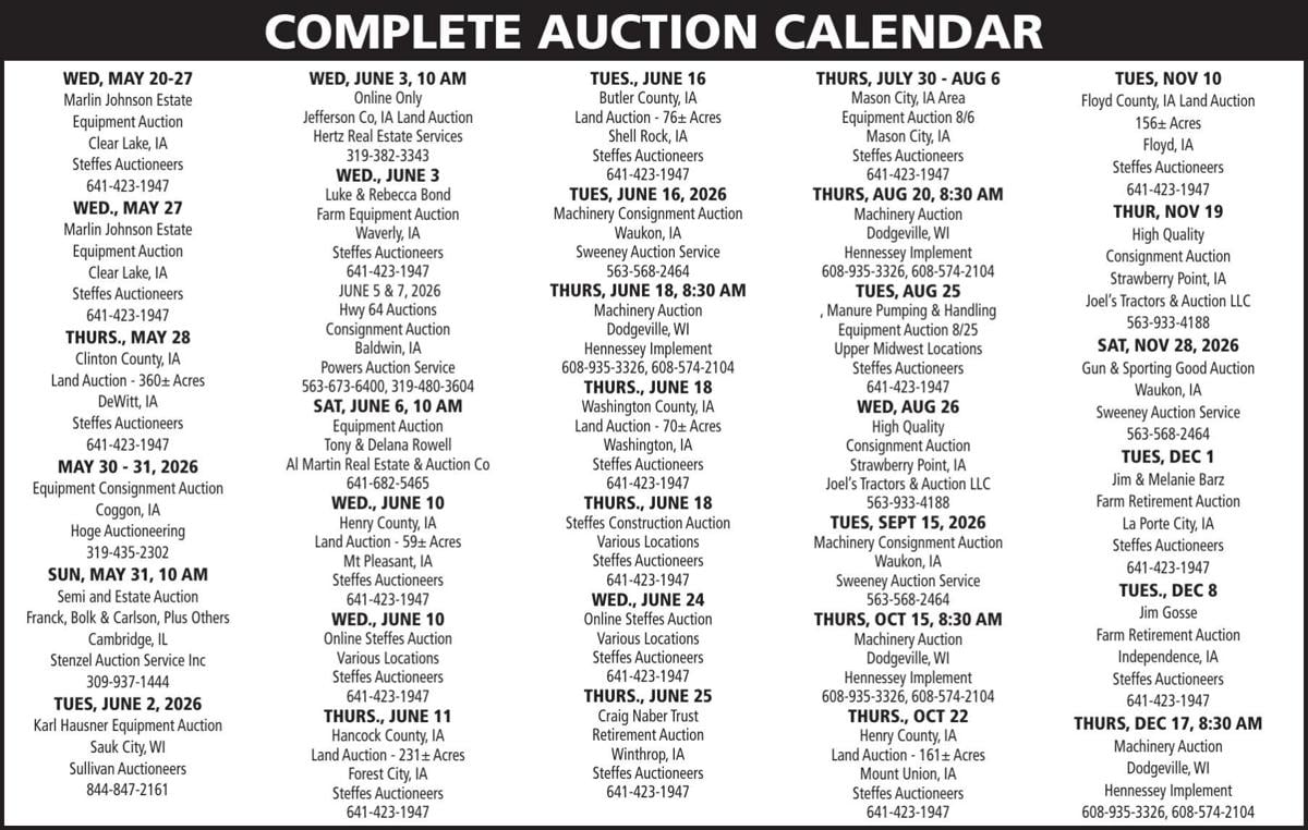 Farmer Today Auction Calendar