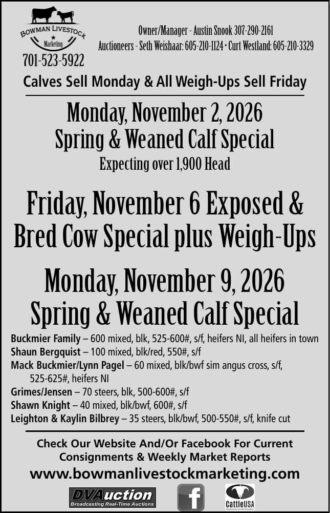 BOWMAN LIVESTOCK MARKETING