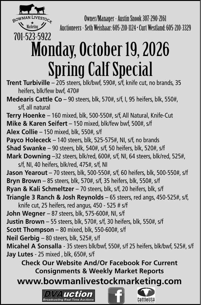 BOWMAN LIVESTOCK MARKETING