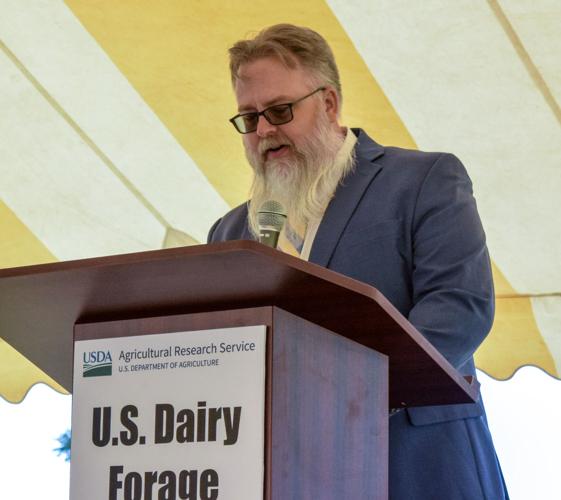 Dennis Hancock speaks at groundbreaking