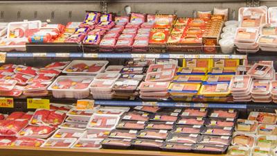 Meat in retail case