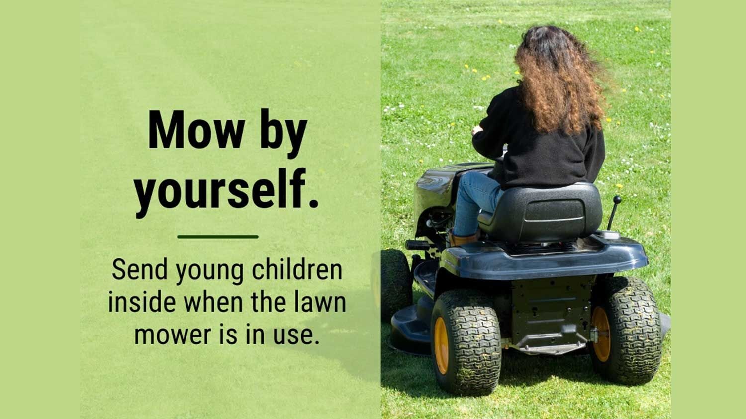 Child on riding mower sale