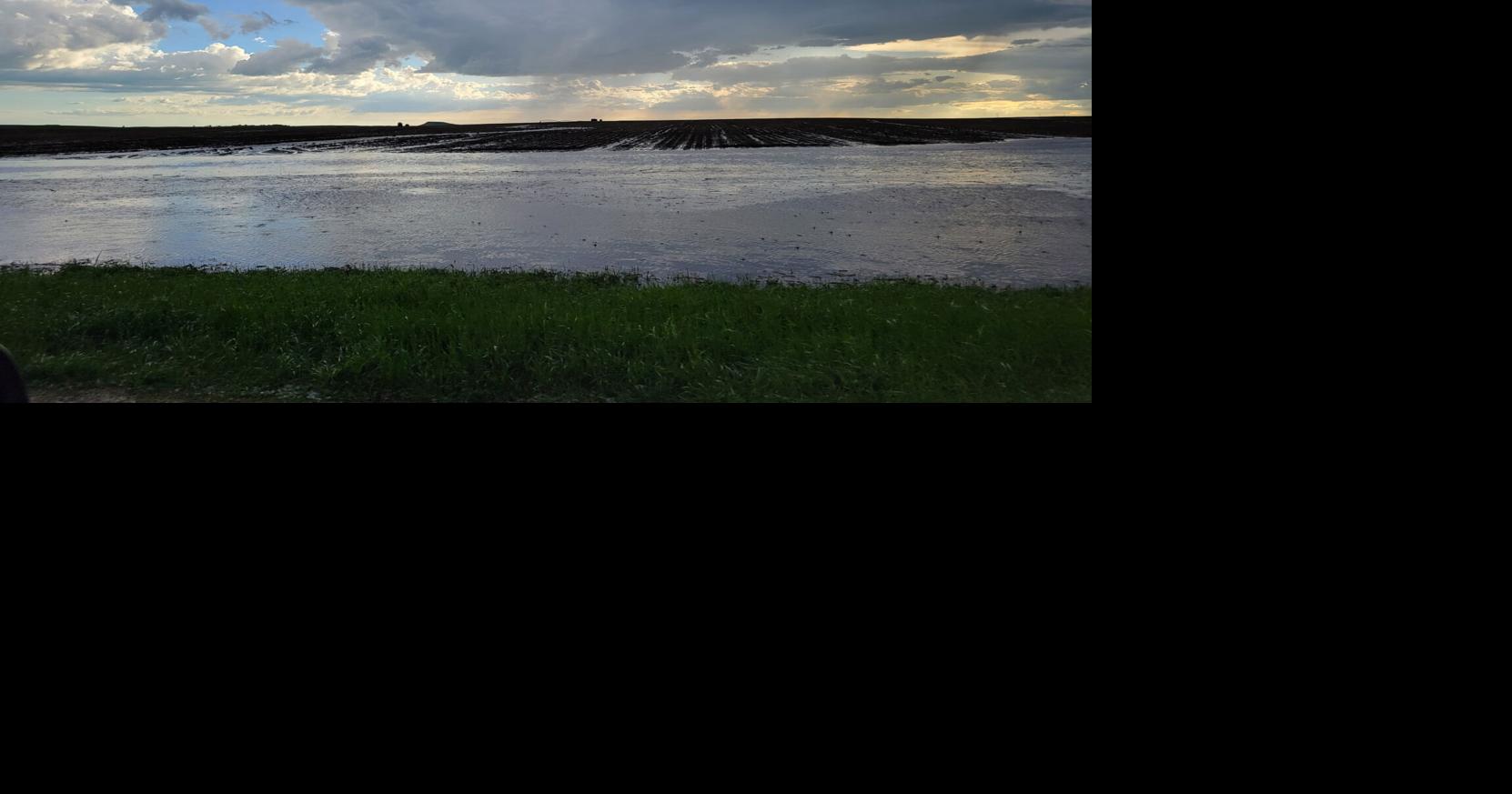Downpour floods fields in south-central North Dakota as farmers finish planting