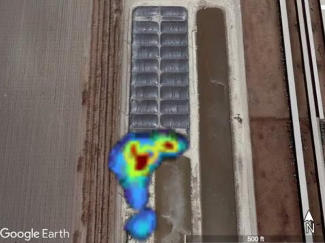 Dairy digester methane plume