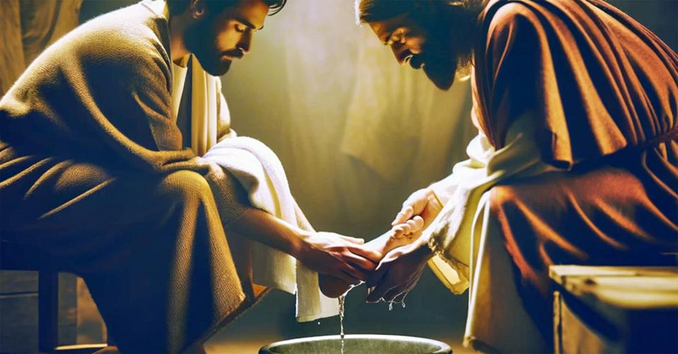 Jesus washing disciple feet