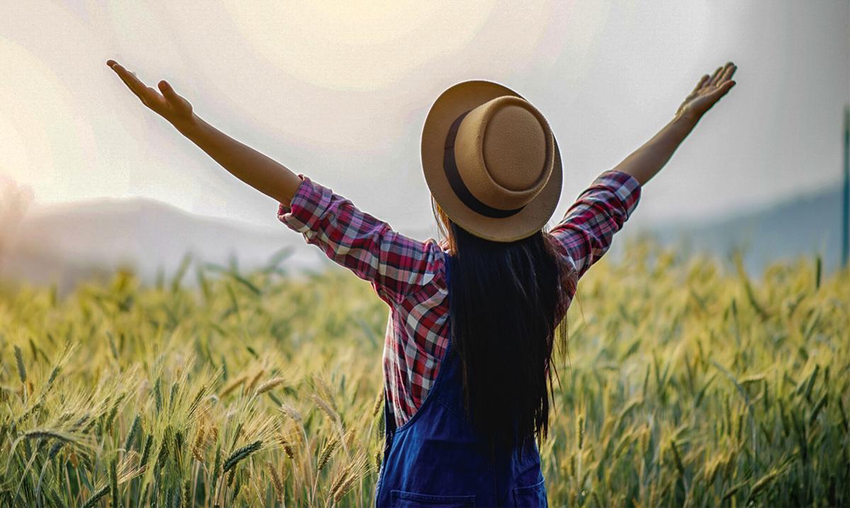 Farm woman in field