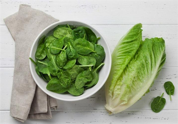 Romaine lettuce and spinach