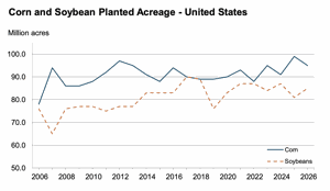 corn beans planted acres 2026