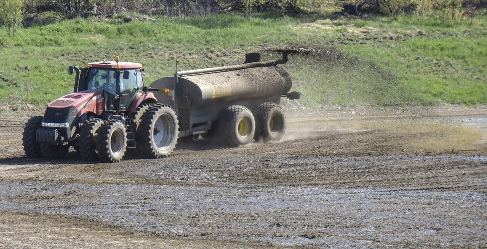 Manure tanker in field