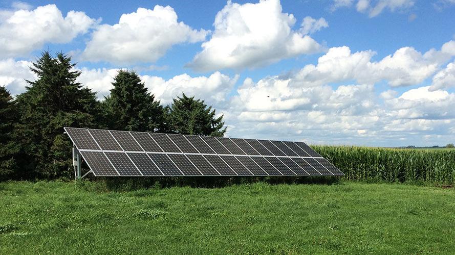 Solar panels on a beef cattle farm in NE Iowa.
