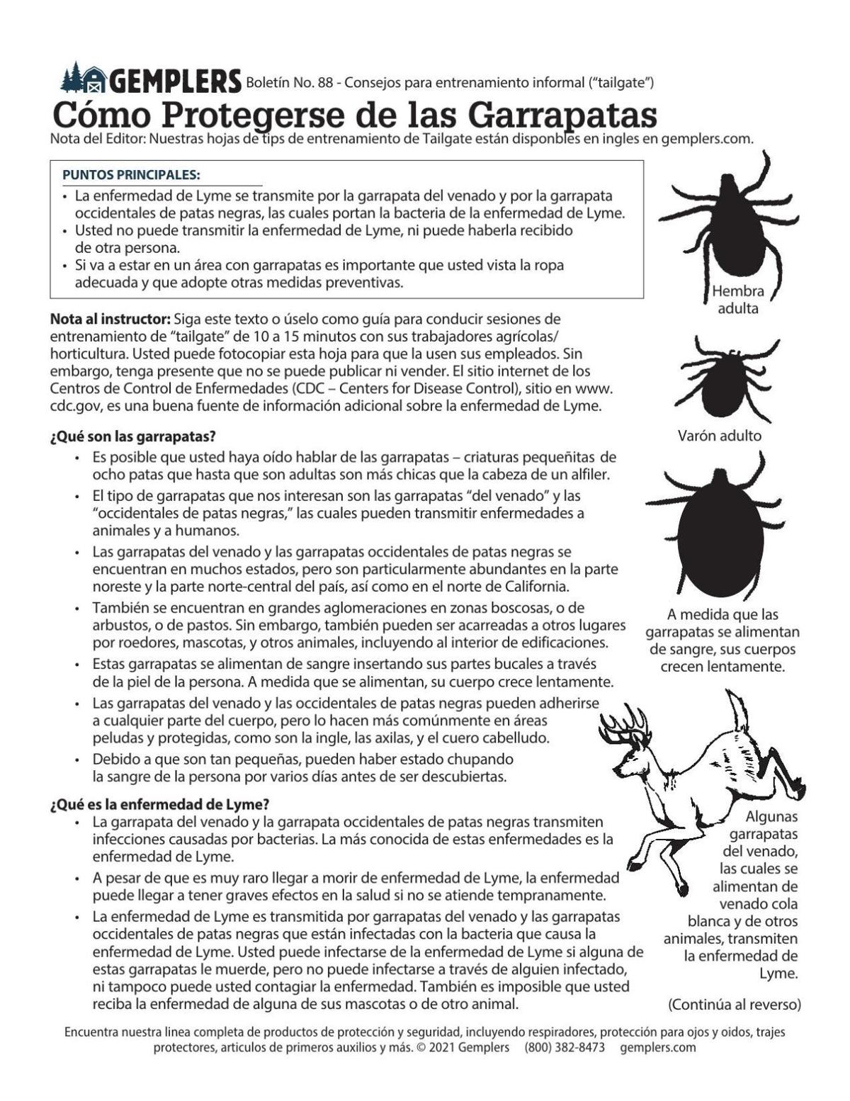 Protect Yourself from Ticks page 1 - Spanish