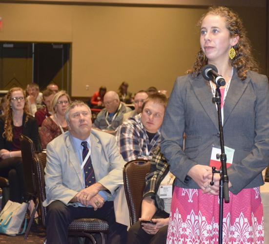 Sydney Endres at Wisconsin Farm Bureau resolutions meeting