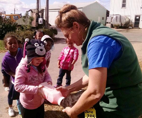 LuAnn Troxel with kindergarten students