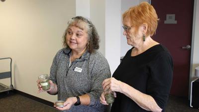 University of Illinois Extension master gardeners Johanna Sanders and Marcia Hirst