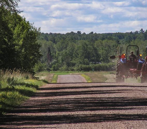 Tractor on road