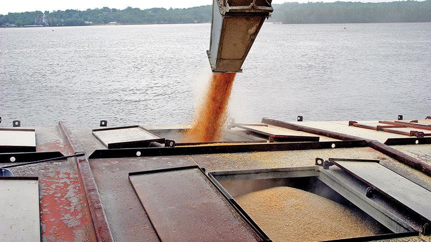 Grain on barge