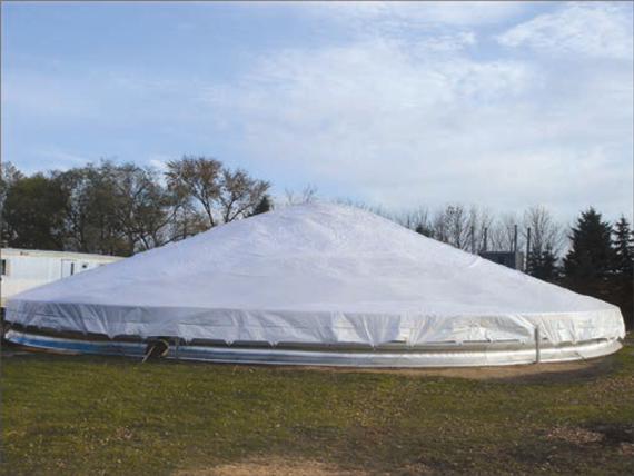 Covered pile of grain