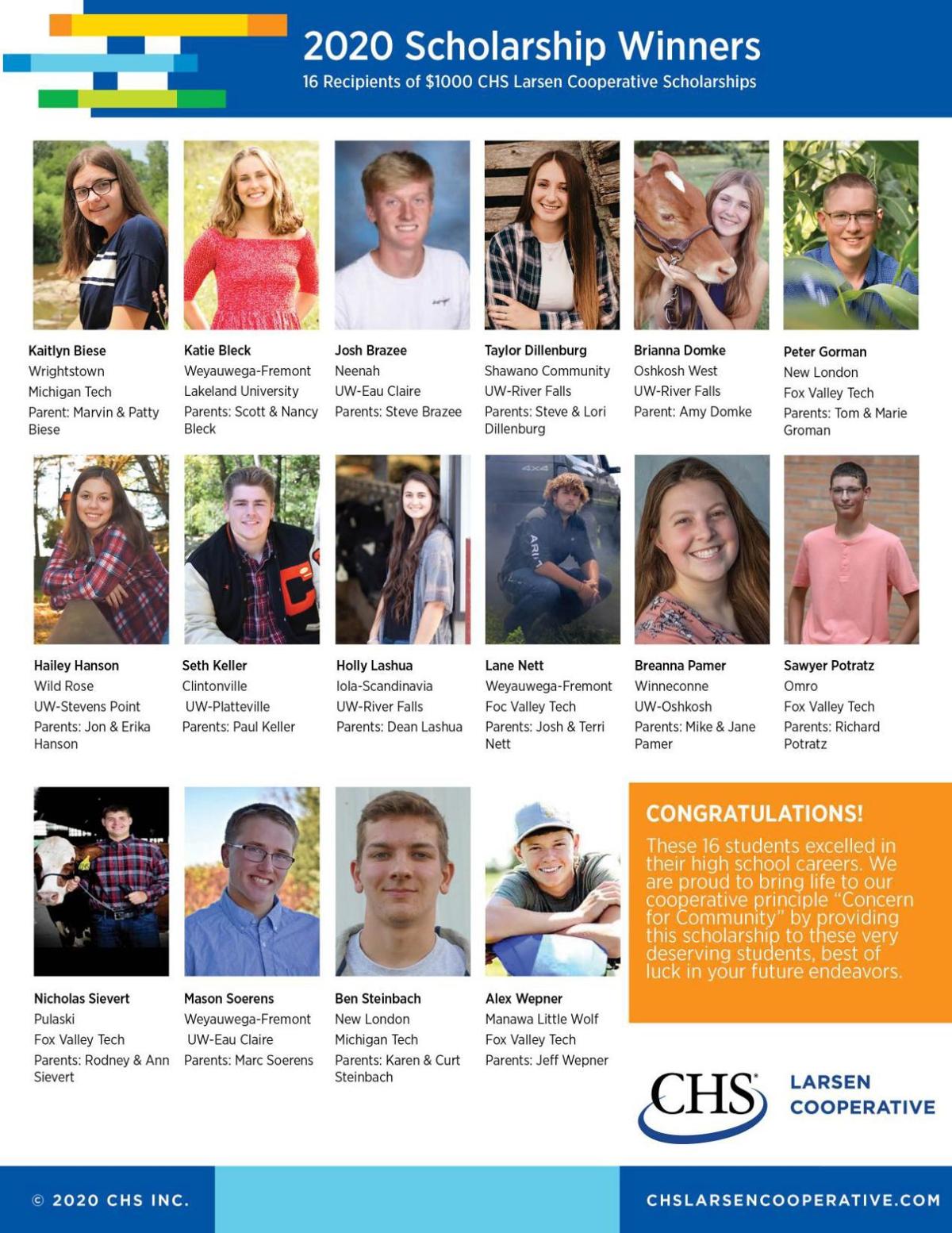 CHS Scholarship Winners 2020
