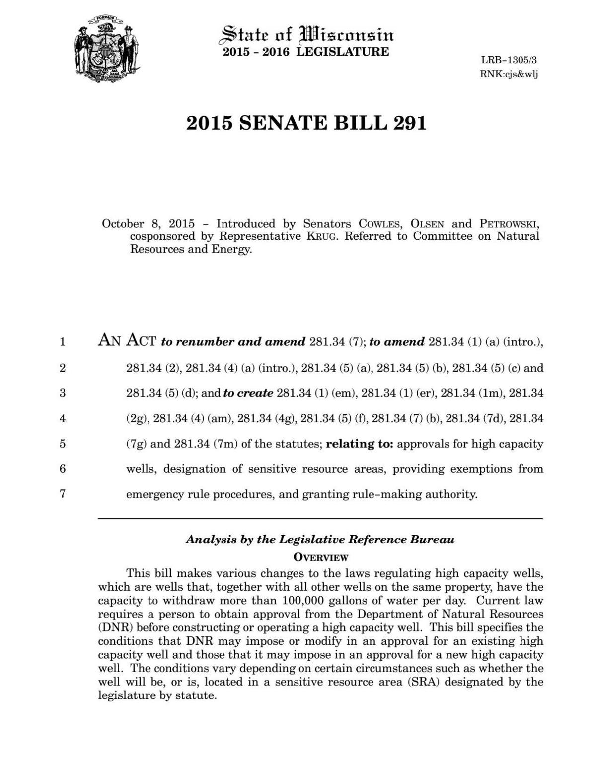 Senate Bill 291 of 2015