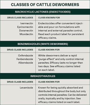 Classes of Cattle Dewormers