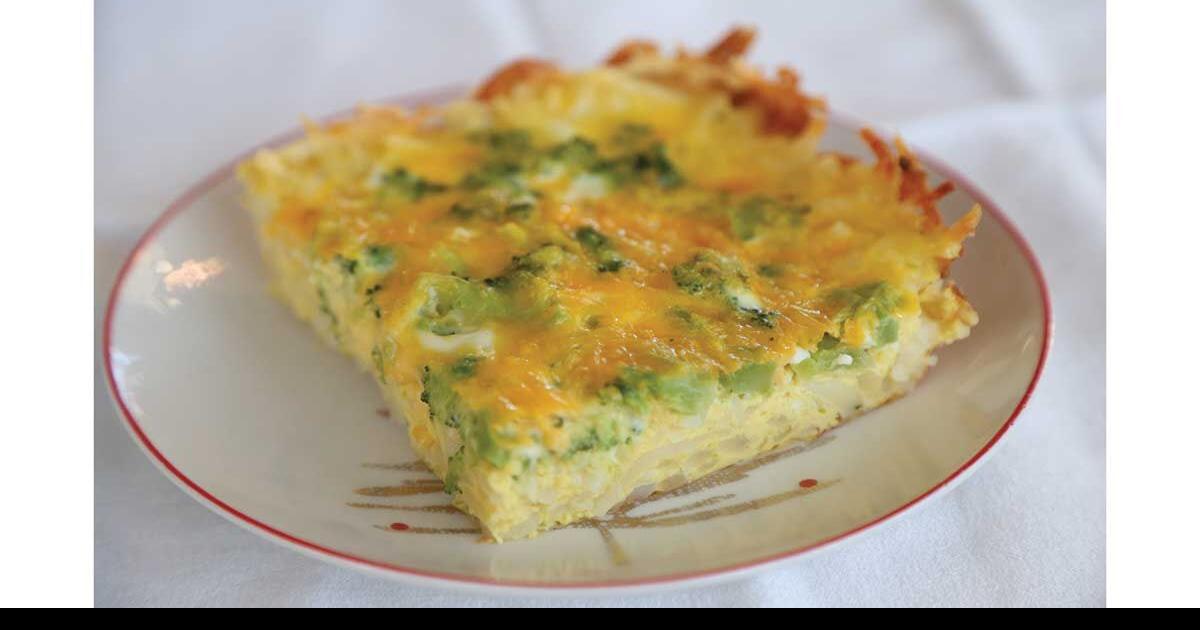 Broccoli Cheese Breakfast Casserole with Hash Brown Crust