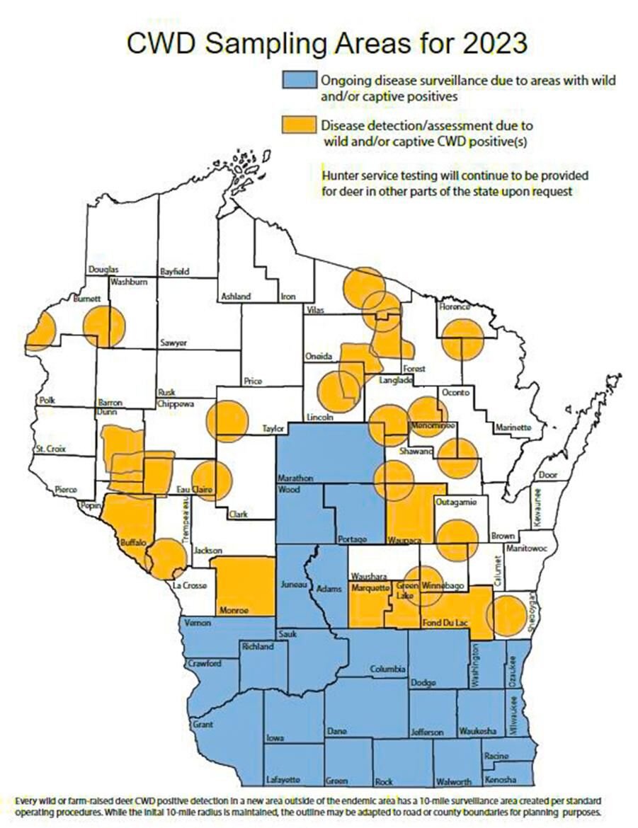 Chronic Wasting Disease map in Wisconsin