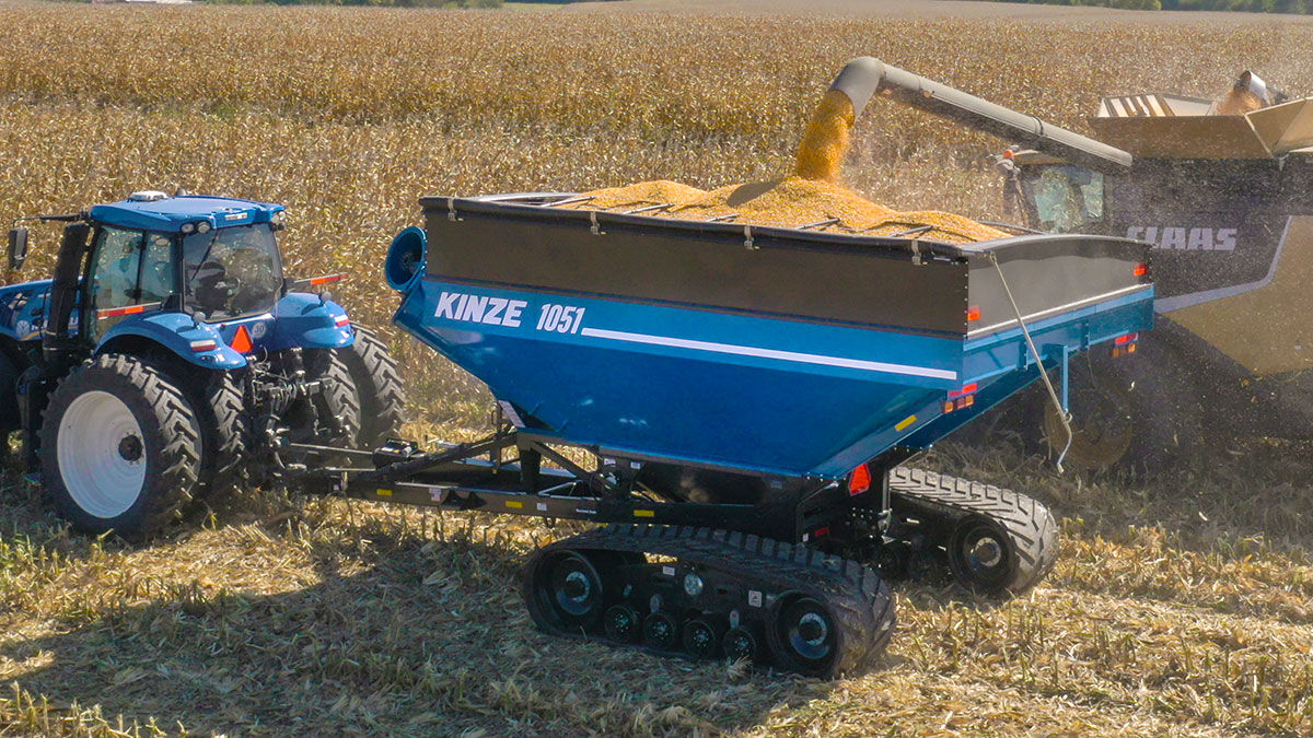 Kinze grain cart with tracks