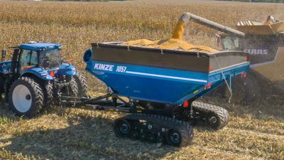Kinze grain cart with tracks
