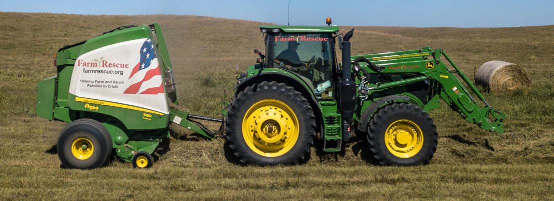 Farm Rescue bailing hay