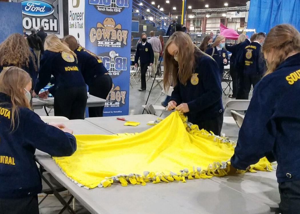 South Dakota FFA members make 375 blankets during Living to Serve Day