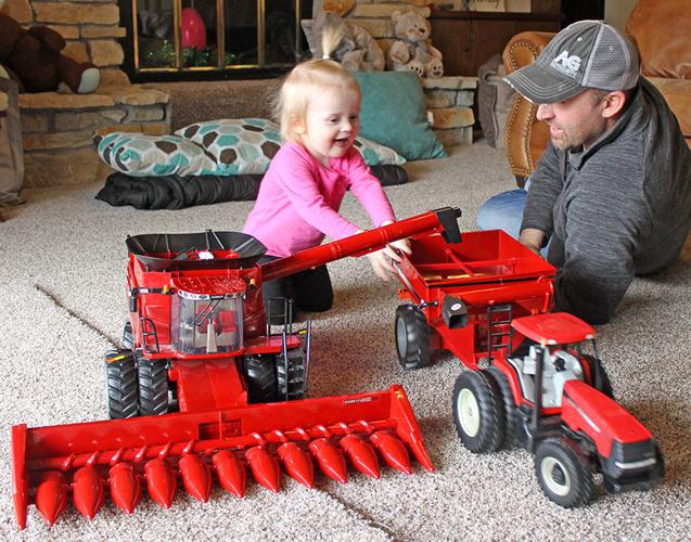 Farm toys are part of the fun at the Dwyer home