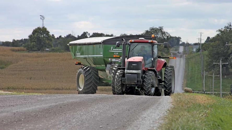 Flashing amber lights and reflective tape