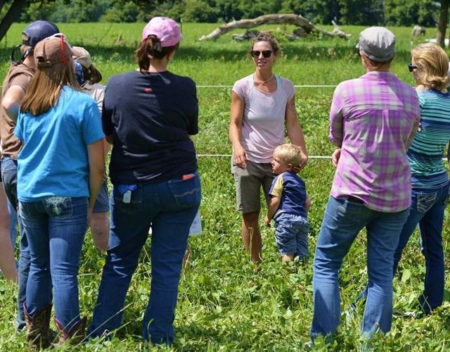 Rachel Bouressa talking at pasture walk