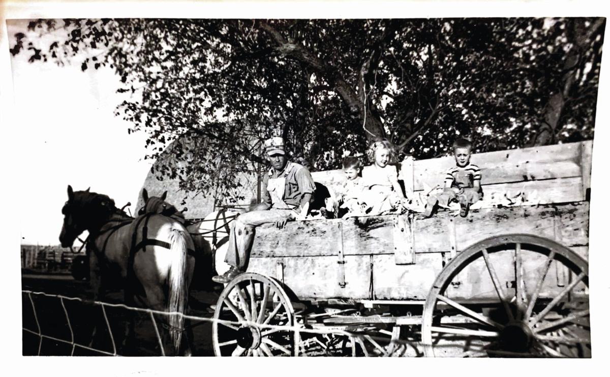 Looking Back: Horne family on wagon